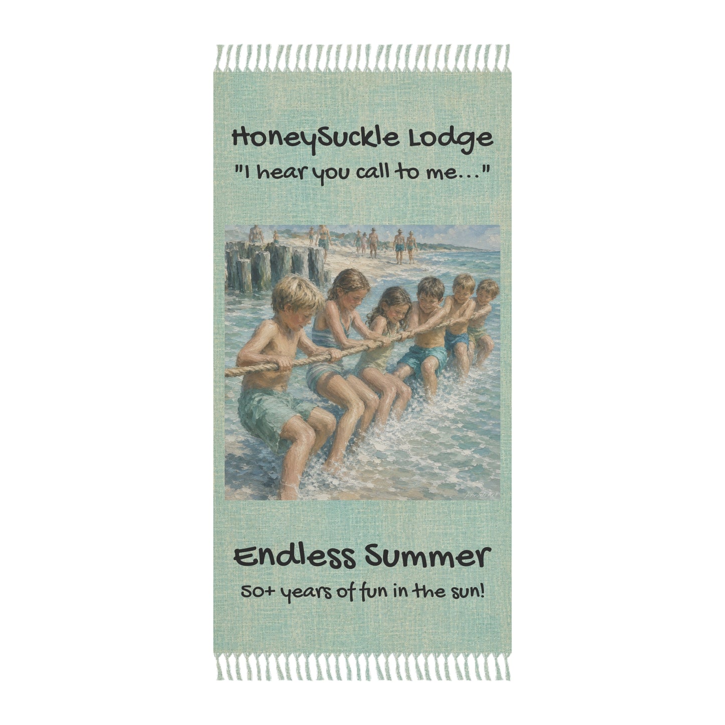 Boho Beach Towel — "Endless Summer" Vintage Seaside Design (Honeysuckle Lodge)