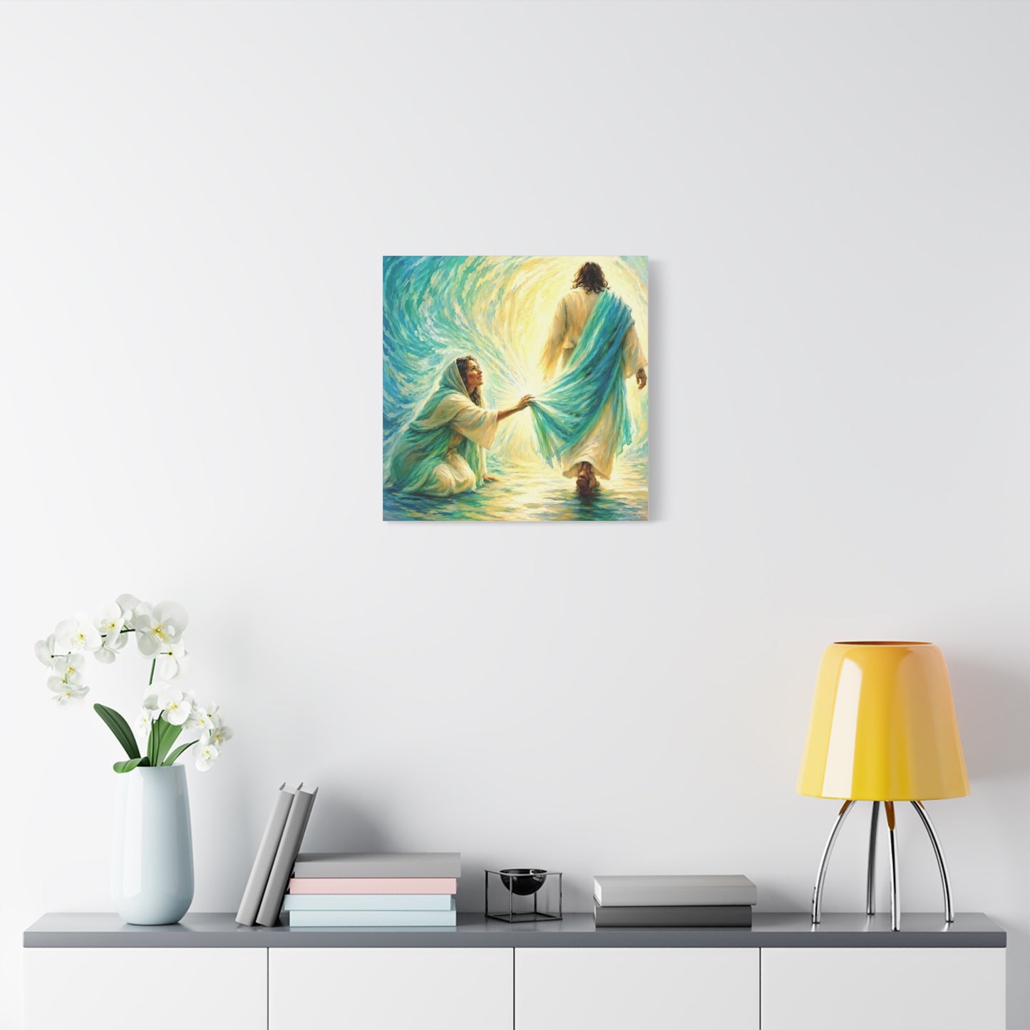 Jesus and the Woman Touching His Cloak - Inspirational Matte Canvas Wall Art