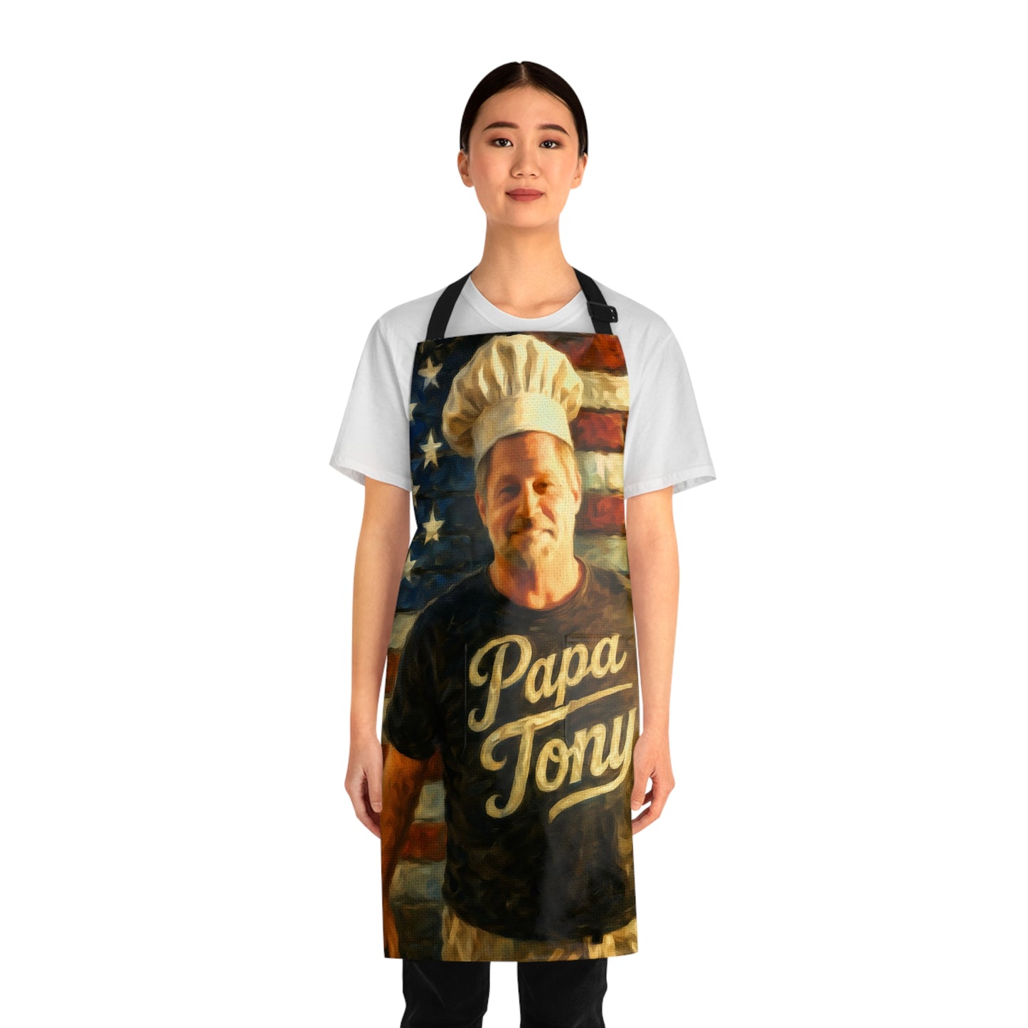 CUSTOM APRON for MANDY—Papa Tony Chef Apron – Patriotic American Flag BBQ Apron