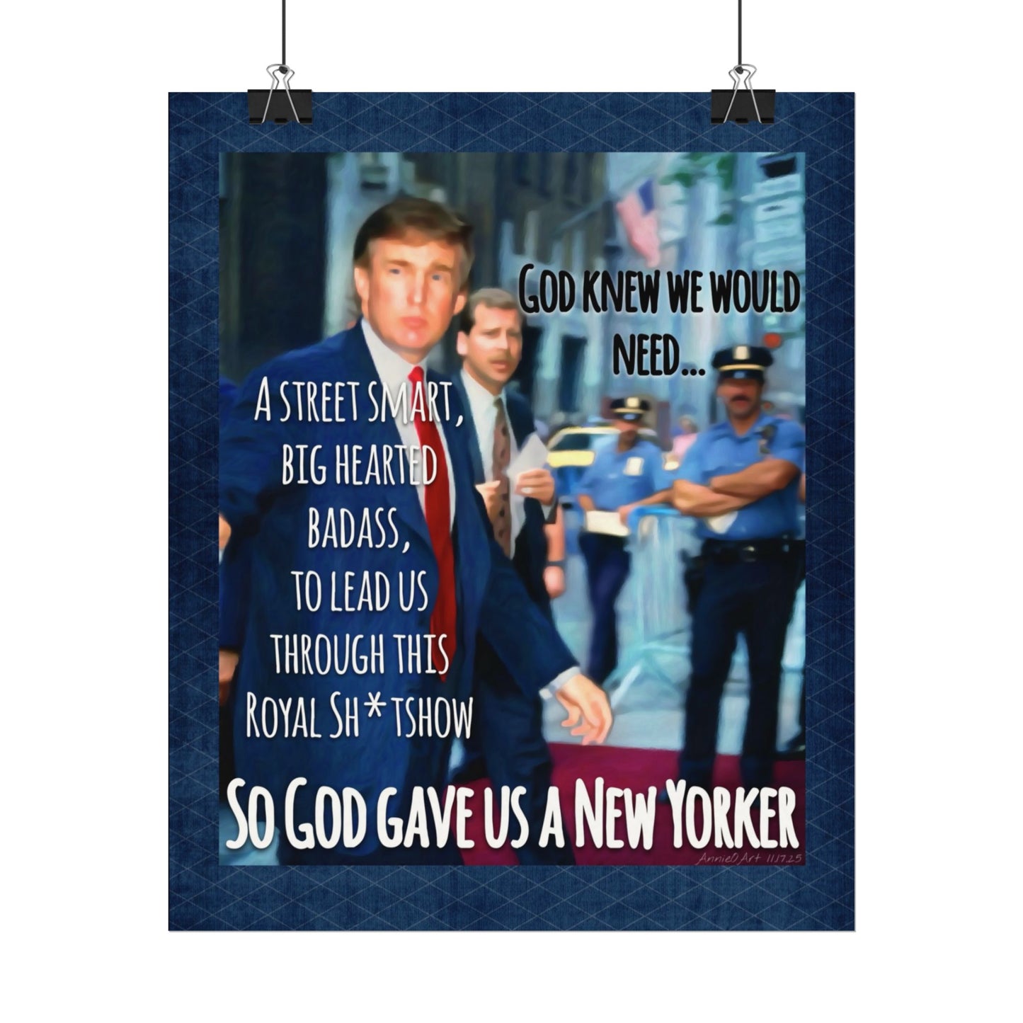 Poster—Matte  — "So God Gave Us a New Yorker" Texted Watercolor Wall Art
