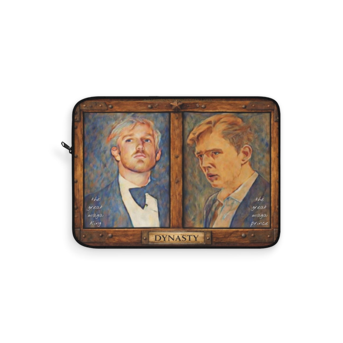 Laptop Sleeve — Trump “DYNASTY” Vintage Oil Painting Twin Portraits Barron & Donald Trump