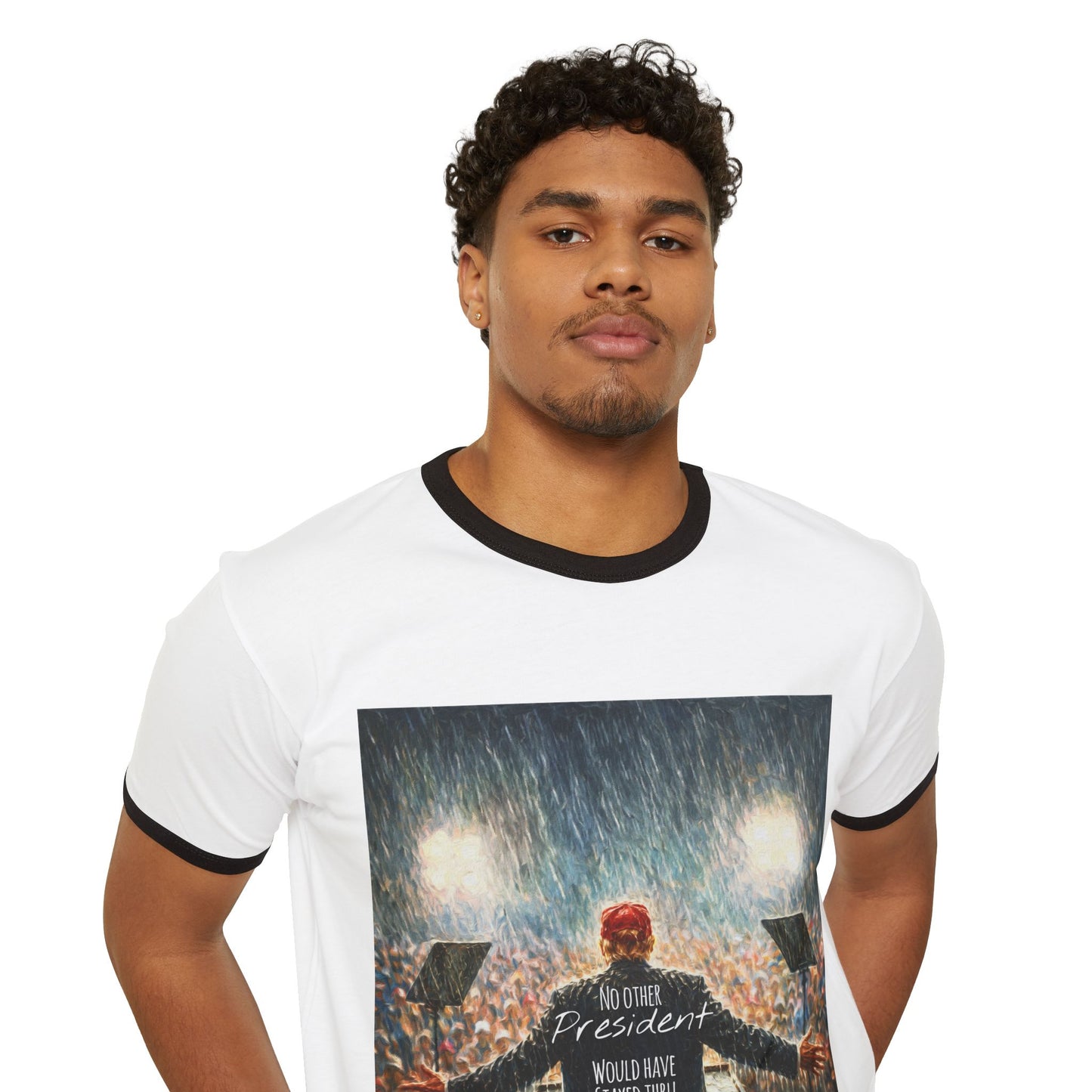 Trump Ringer T-Shirt — "The Storm" Front Graphic & "Happy Birthday America" Back Retro Print