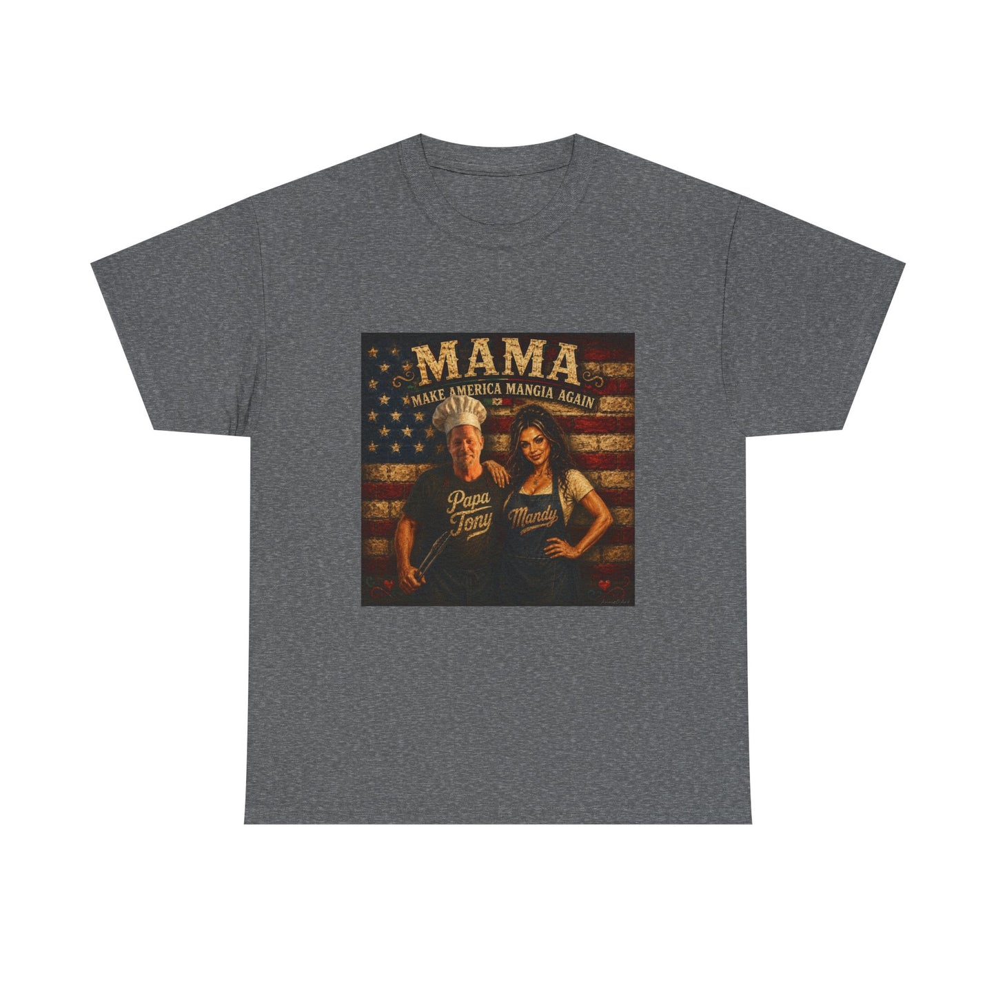 CUSTOM for MANDY—Mama Pizza Team T-Shirt — Retro American Flag Pizza Chef Graphic Tee