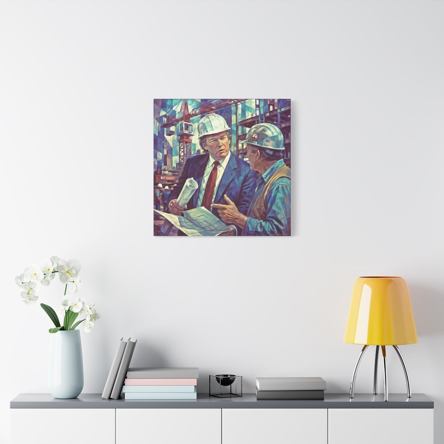 Trump Construction Site Portrait Canvas - Vintage Art