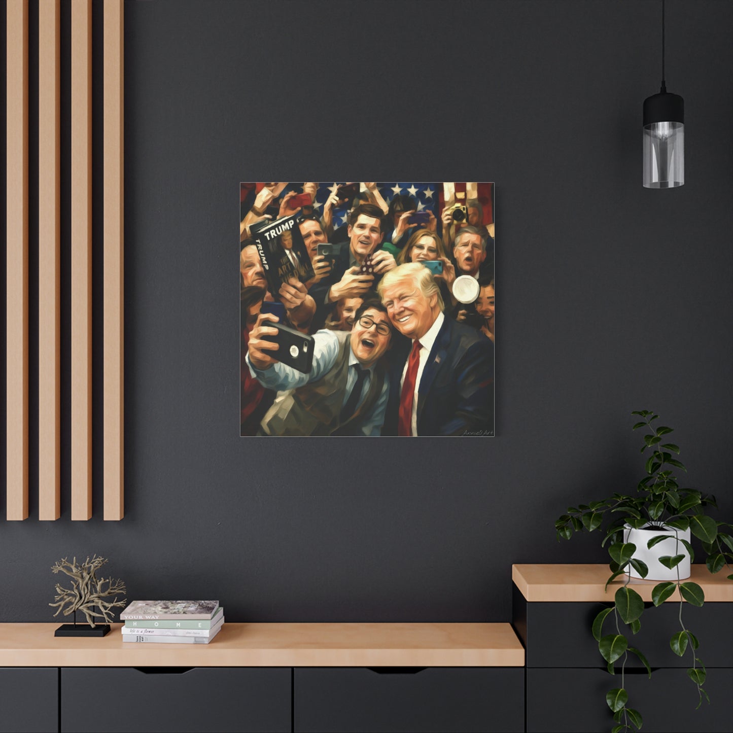 Trump Patriotic Crowd Selfie Canvas - Stretched Matte Wall Art