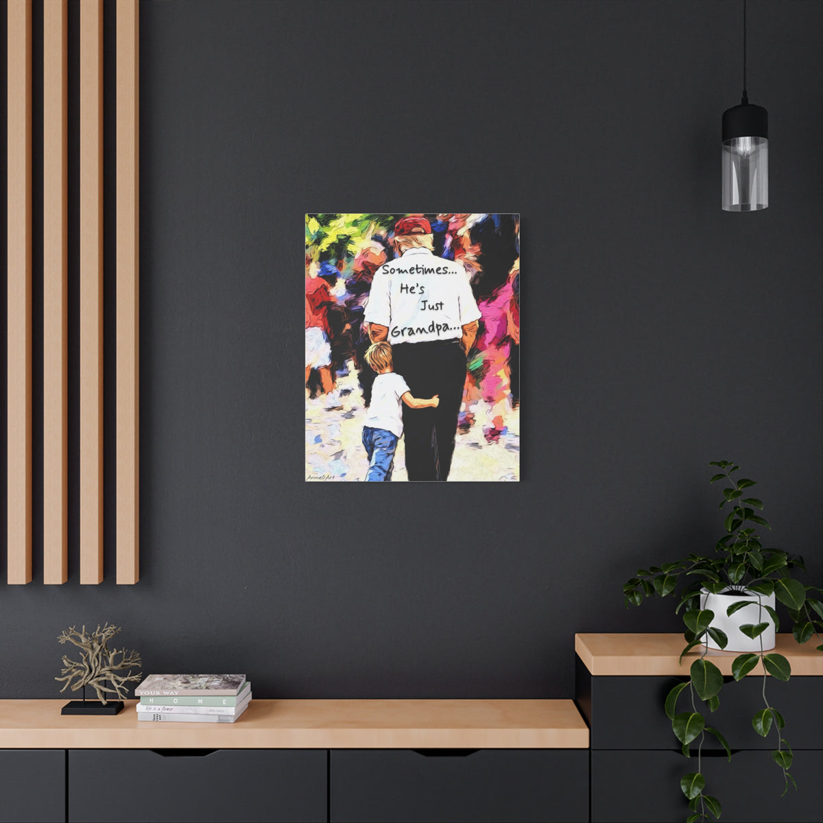 Sometimes… He's Just Grandpa —Trump Heartwarming Stretched Canvas Wall Art