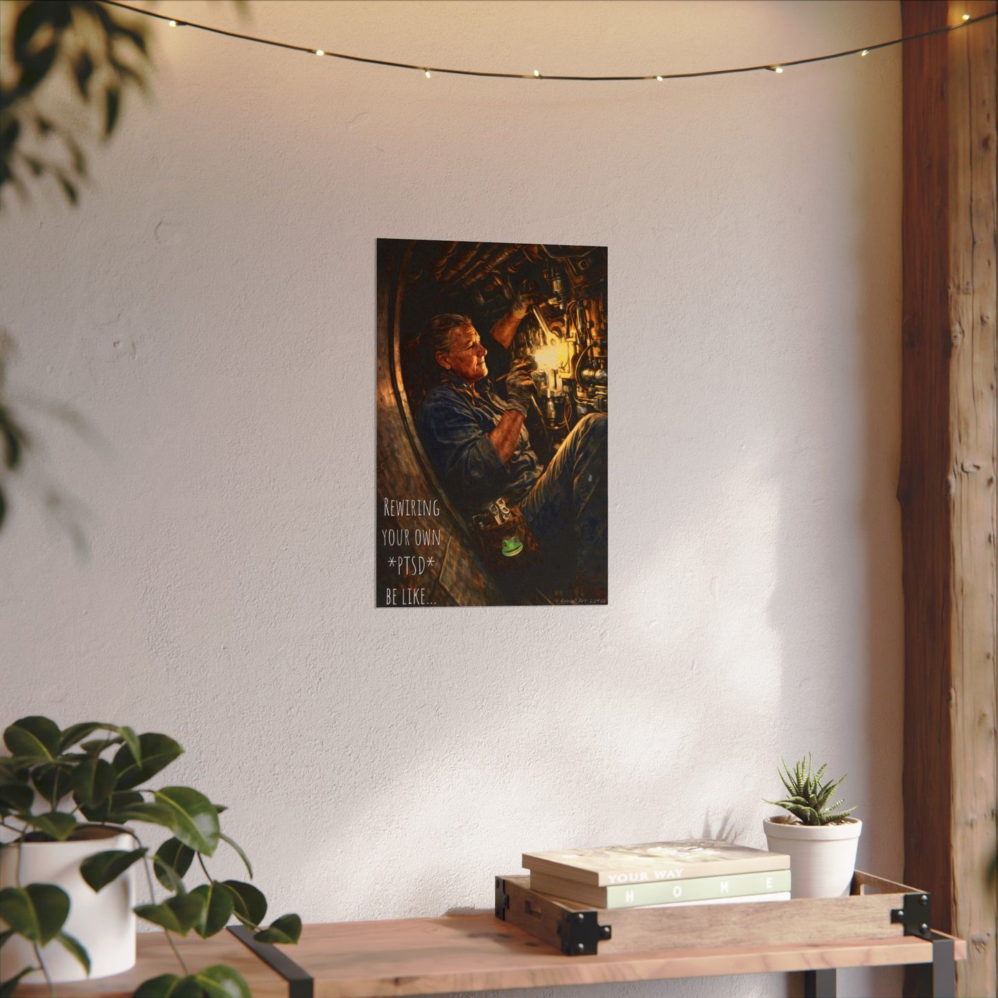 PTSD Rewiring Mechanic Poster — Textured Watercolor Matte Art Print