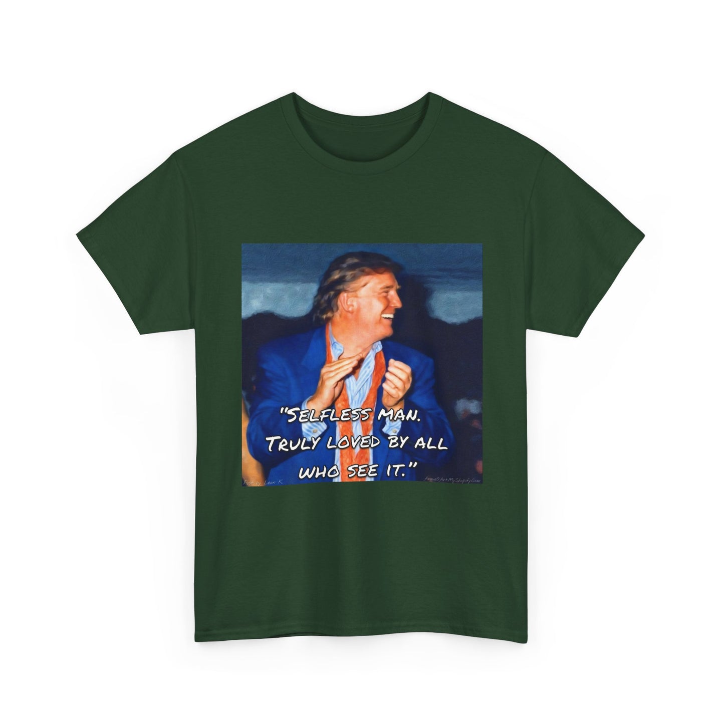 Vintage Portrait Tee with Quote – “Selfless Man, Truly Loved by All Who See It”