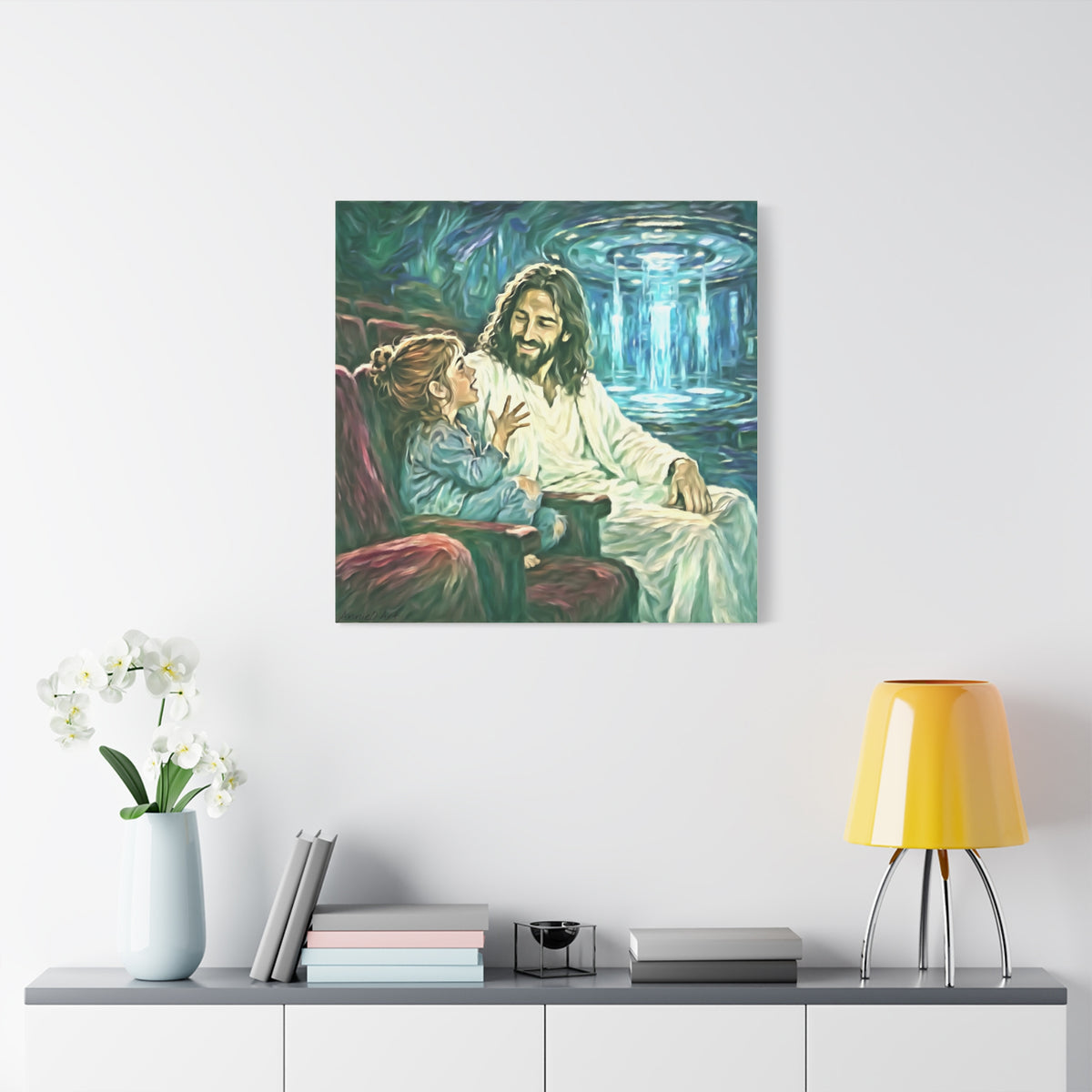 Jesus with Child Matte Canvas Wall Art — Stretched 1.25" Inspirational Christian Decor