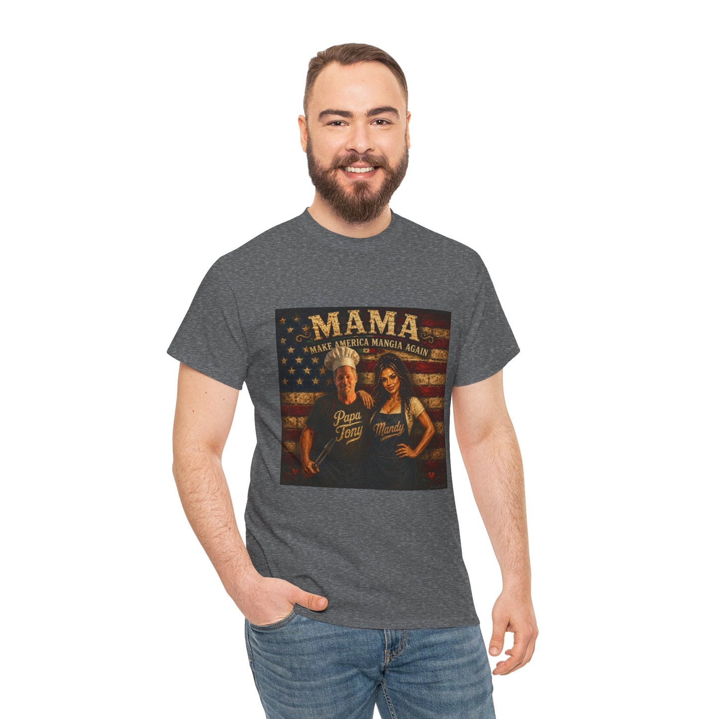 CUSTOM for MANDY—Mama Pizza Team T-Shirt — Retro American Flag Pizza Chef Graphic Tee