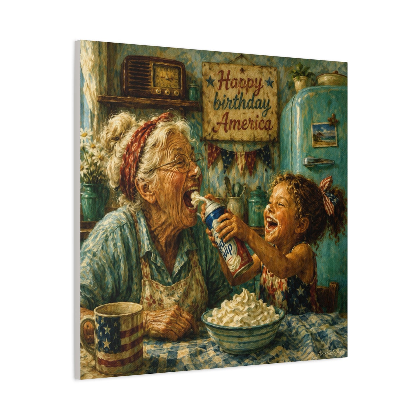 Fourth of July Grandma & Granddaughter Matte Canvas Wall Art