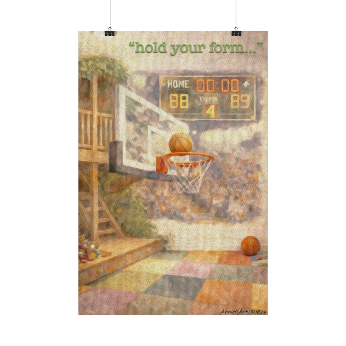 Basketball Watercolor Poster — Textured Matte Sports Wall Art