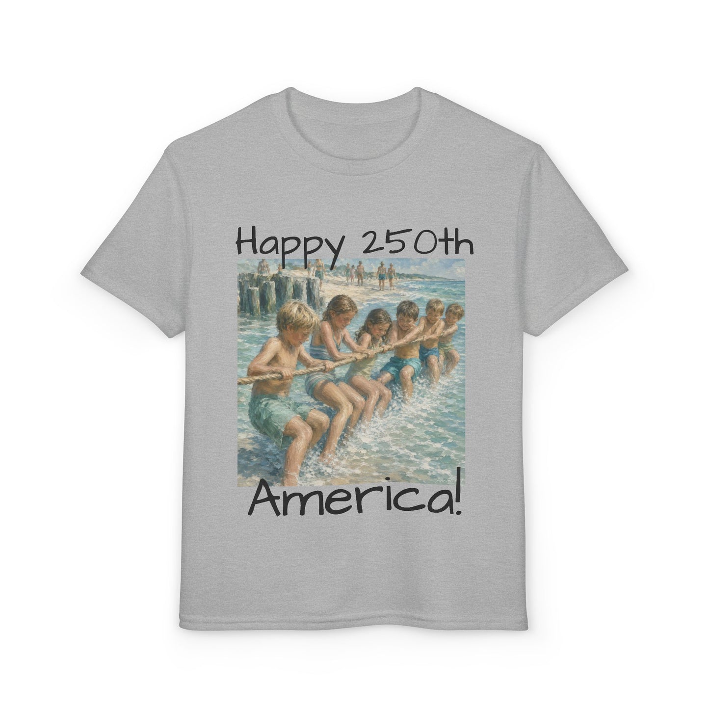Youth Tee — "Happy 250th America!" Vintage Summer Beach Kids T‑Shirt