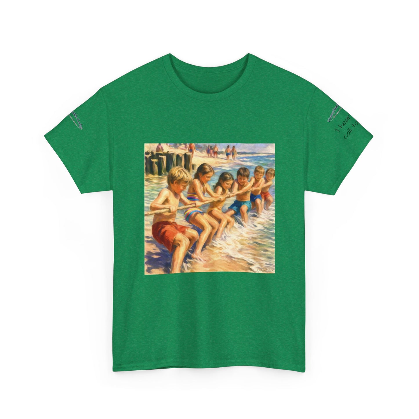 HoneySuckle Lodge Vintage Beach T-Shirt — "50+ years of fun in the sun" Retro Kids on Shore Design