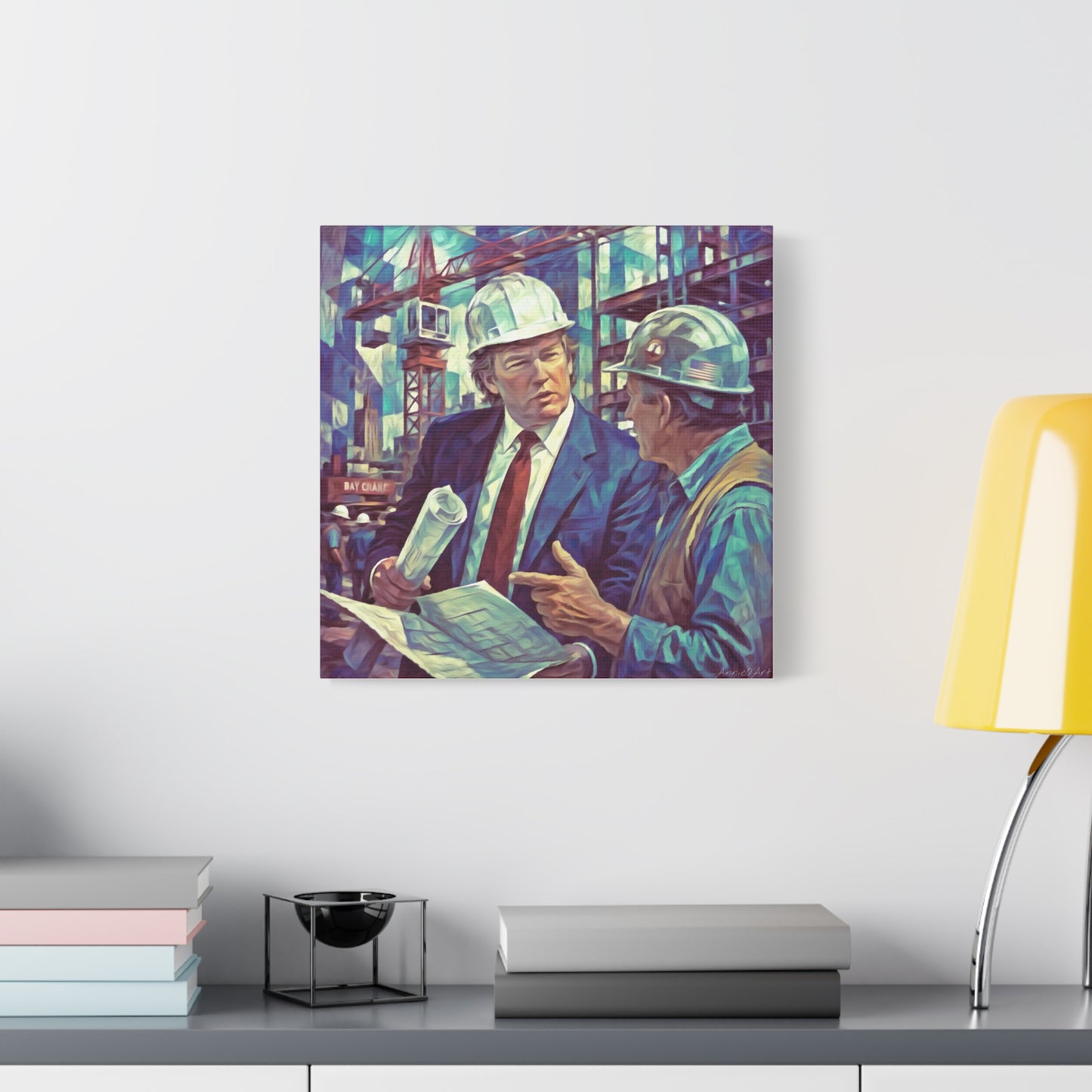 Trump Construction Site Portrait Canvas - Vintage Art