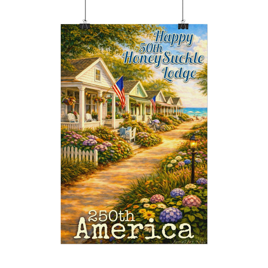 “Honeysuckle Lodge” 50th —Beach Bungalow Matte Art Print