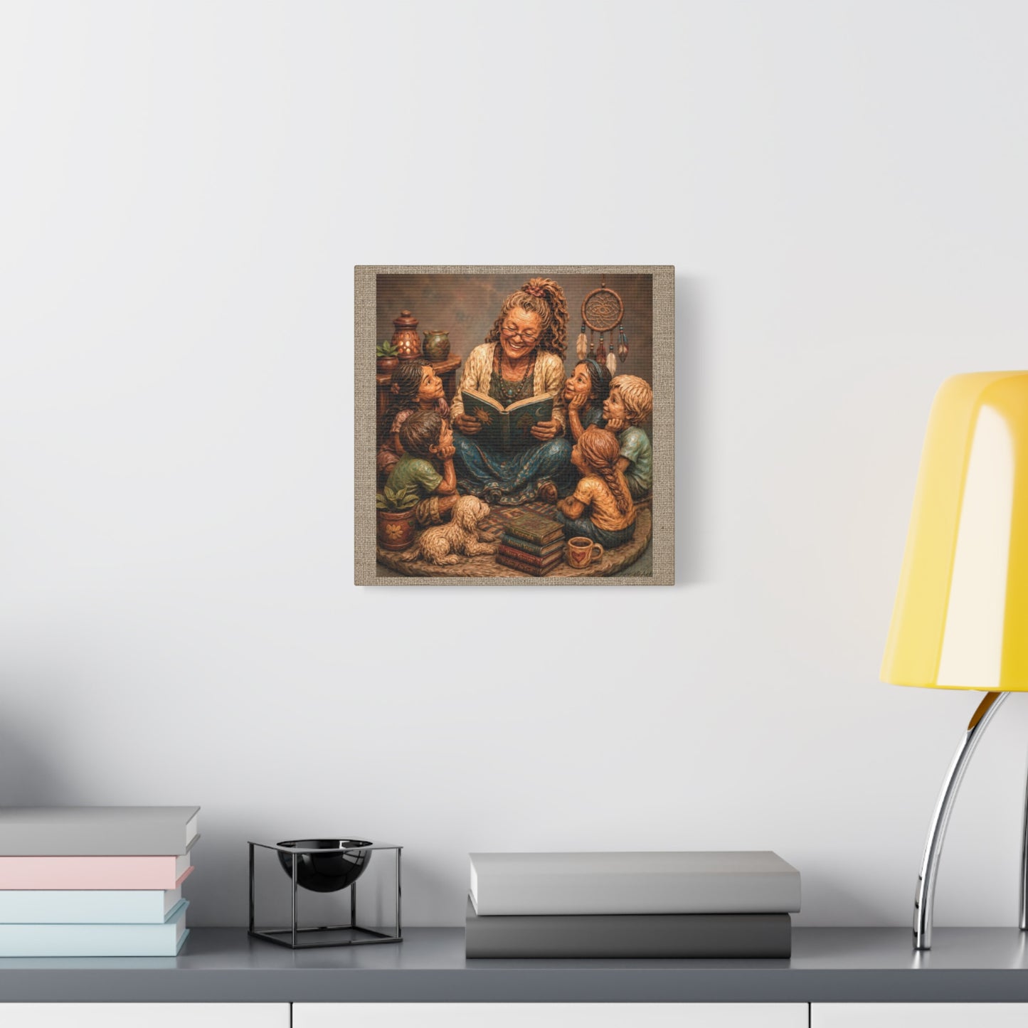 Storytime Grandma Canvas Wall Art — Grandma Reading to Children Matte Stretched Canvas