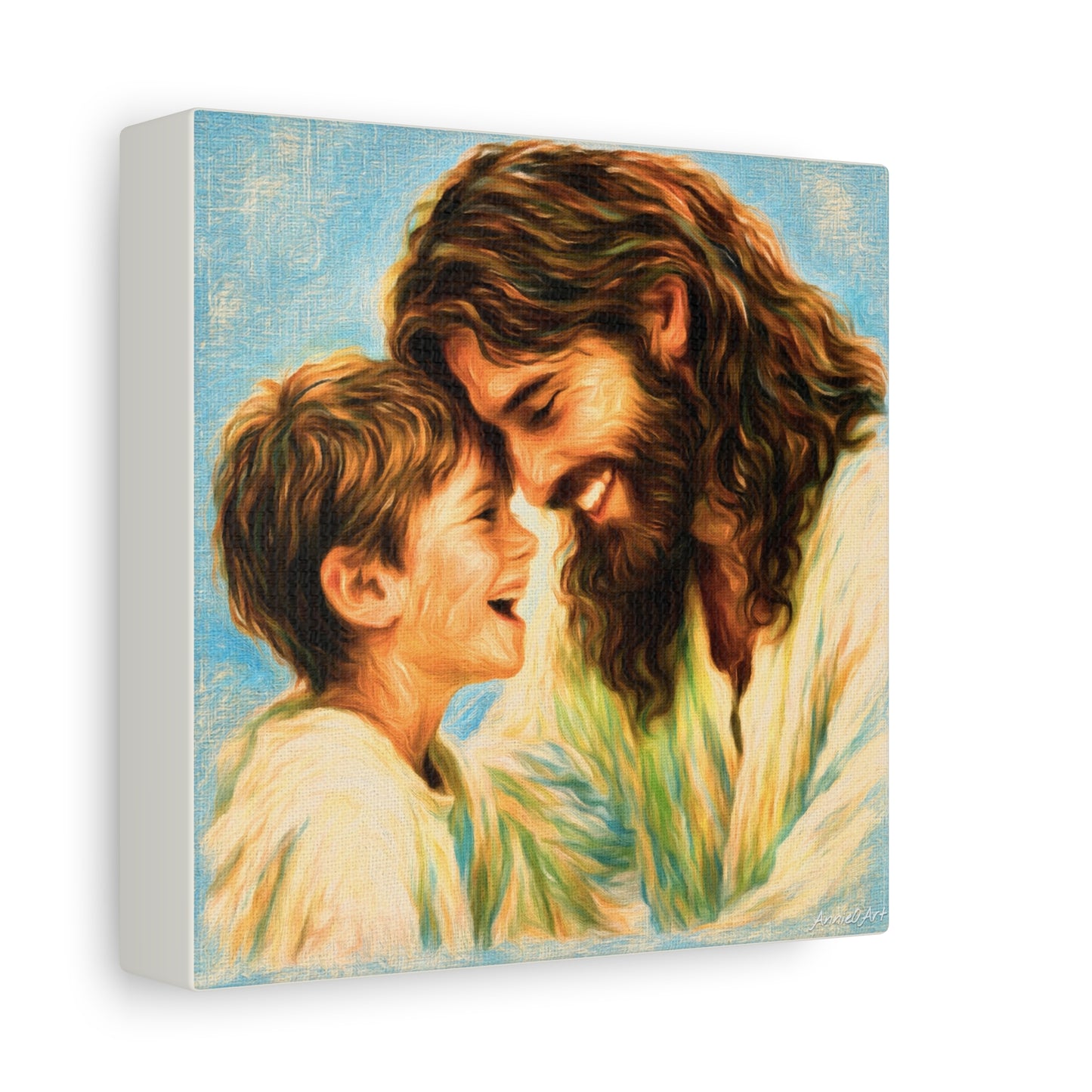 Smiling Jesus and Child Matte Canvas Wall Art