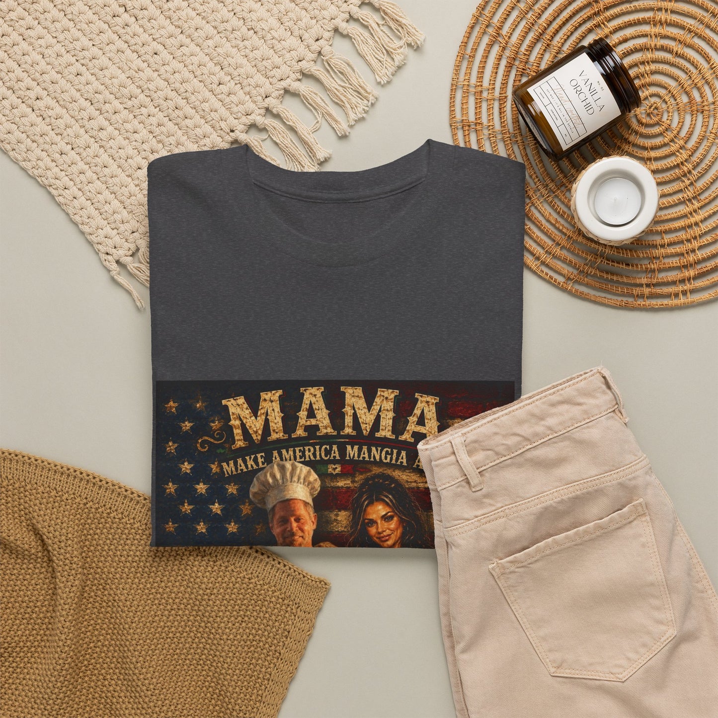 CUSTOM for MANDY—Mama Pizza Team T-Shirt — Retro American Flag Pizza Chef Graphic Tee