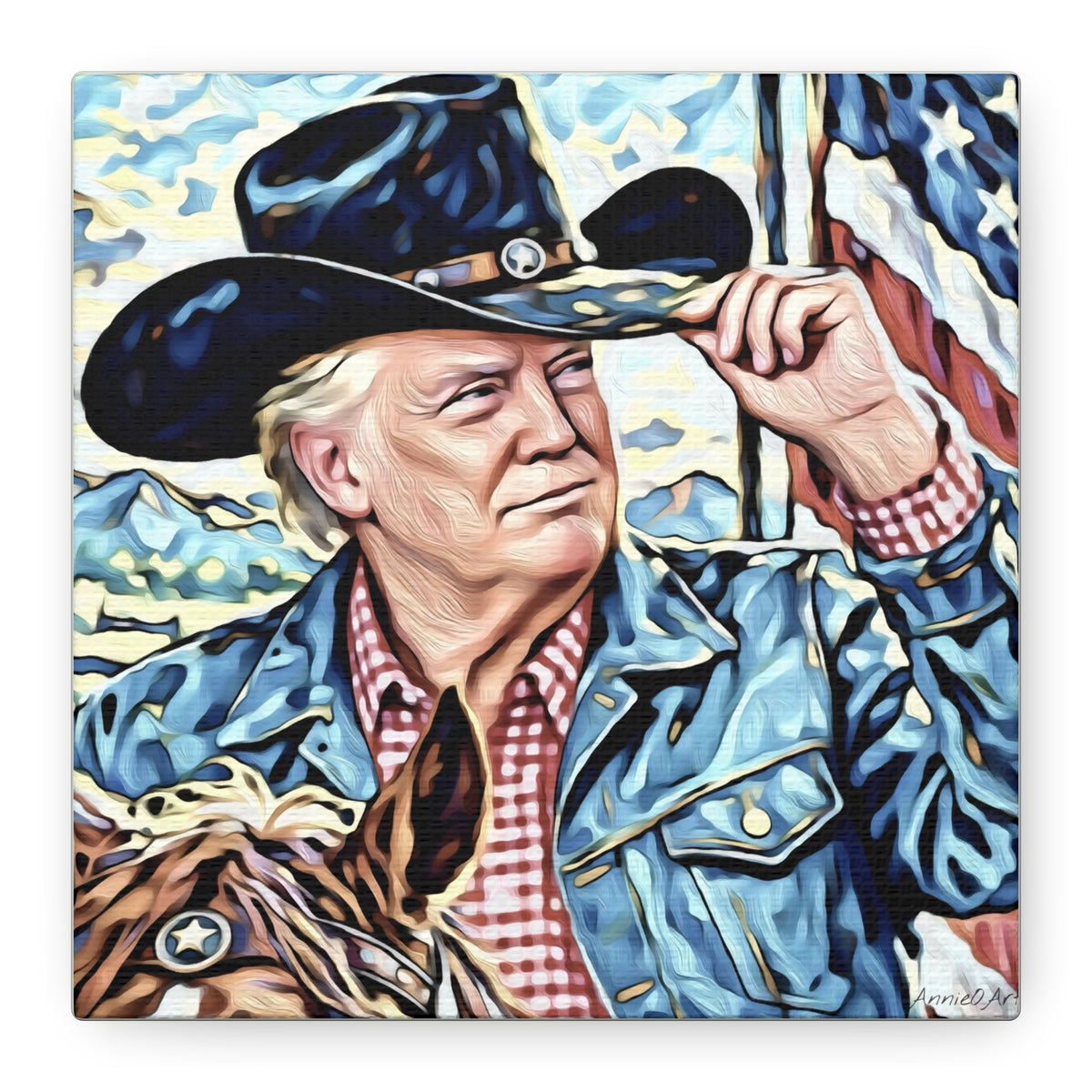 Trump Patriotic Cowboy Portrait Canvas