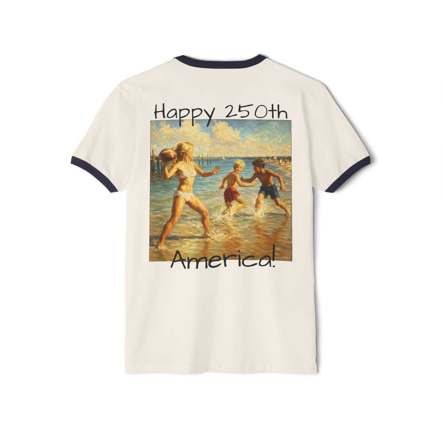 ‘Hold Your Form’ -250th America Vintage Beach Ringer Font & Back Design T-Shirt