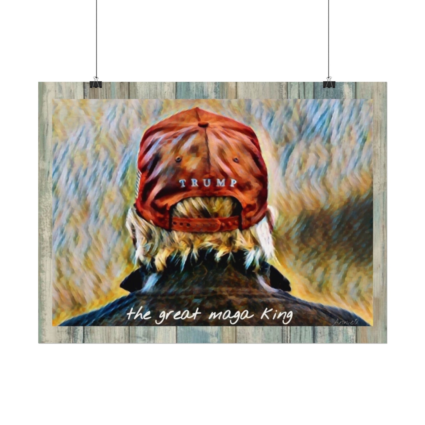 Textured Watercolor Matte Poster — 'The Great MAGA King' Red Hat Artwork