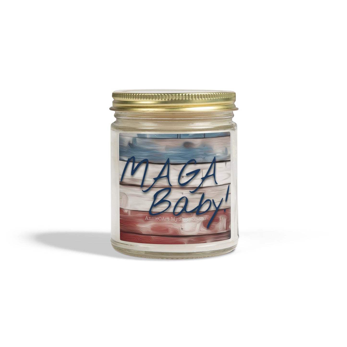 “MAGA, Baby!” Candle — Coconut Apricot Wax, scented (4oz, 9oz)