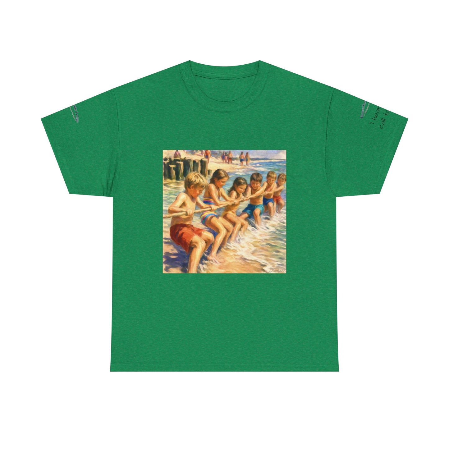 HoneySuckle Lodge Vintage Beach T-Shirt — "50+ years of fun in the sun" Retro Kids on Shore Design