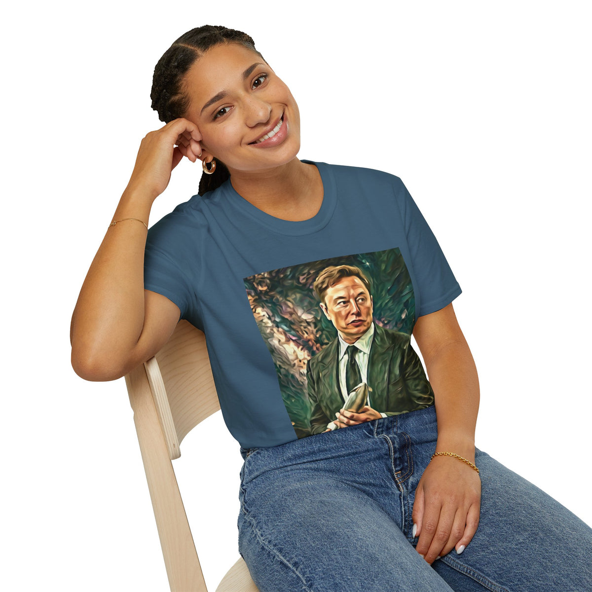Elon Musk with Rocket— Graphic T-Shirt