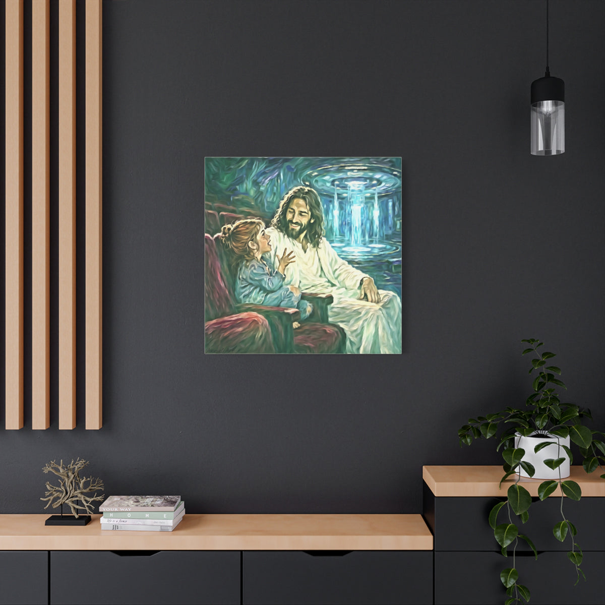 Jesus with Child Matte Canvas Wall Art — Stretched 1.25" Inspirational Christian Decor