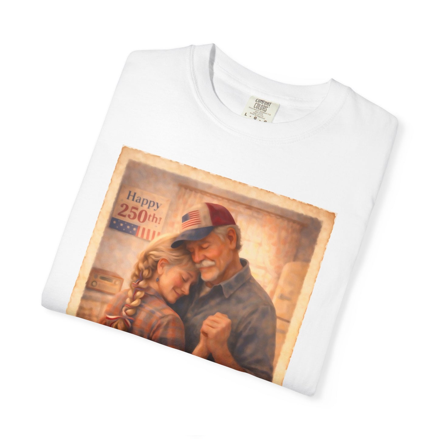 250th America Vintage Couples T-Shirt — Patriotic Romance Graphic Tee