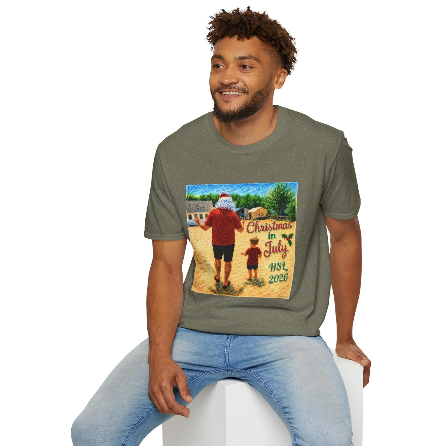 T-Shirt — Christmas in July Santa Beach Graphic Tee