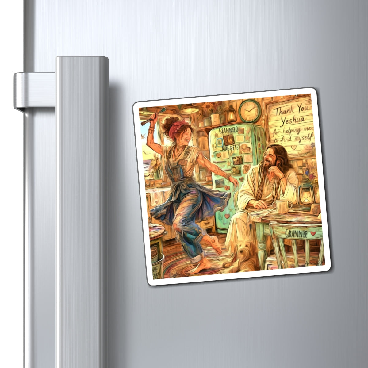 Joy Kitchen Magnet — "Thank You Yeshua for Helping Me Find Myself" Inspirational Refrigerator Art