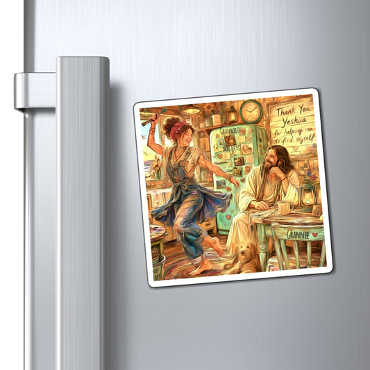 Joy Kitchen Magnet — "Thank You Yeshua for Helping Me Find Myself" Inspirational Refrigerator Art