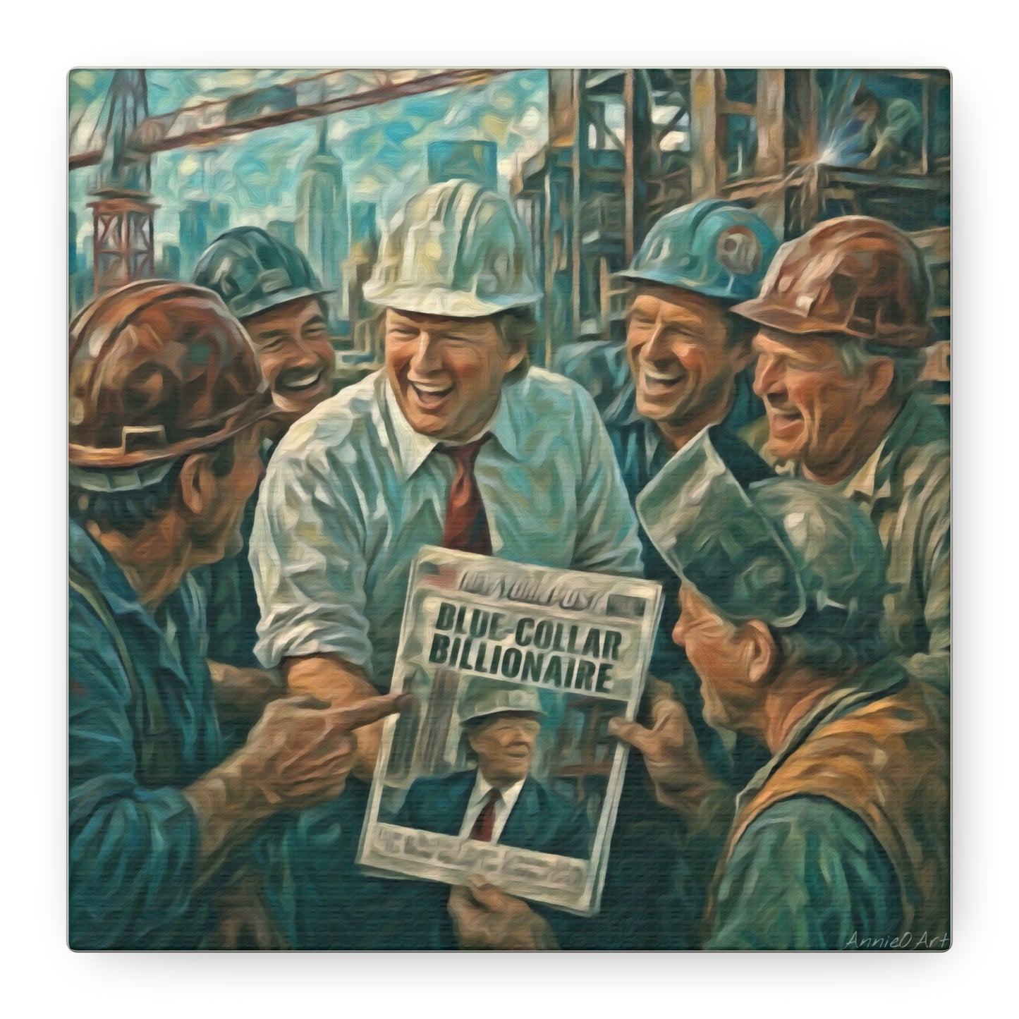 Trump Blue-Collar Billionaire Canvas Print — Vintage Labor Wall Art