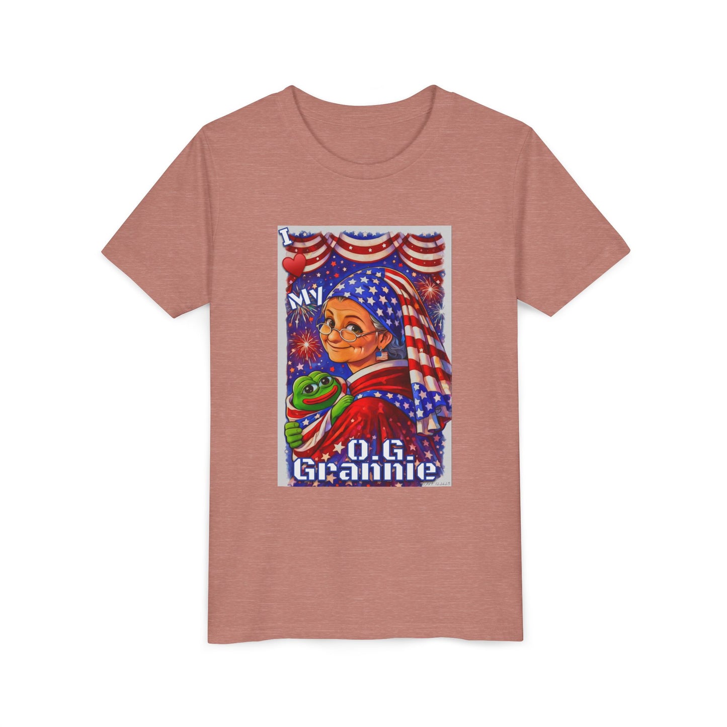 Grandma Anons & Keyboard Warriors for your Littles, “I ♥️ My O.G. Grannie" Youth T-Shirt – American Flag Grandma Design