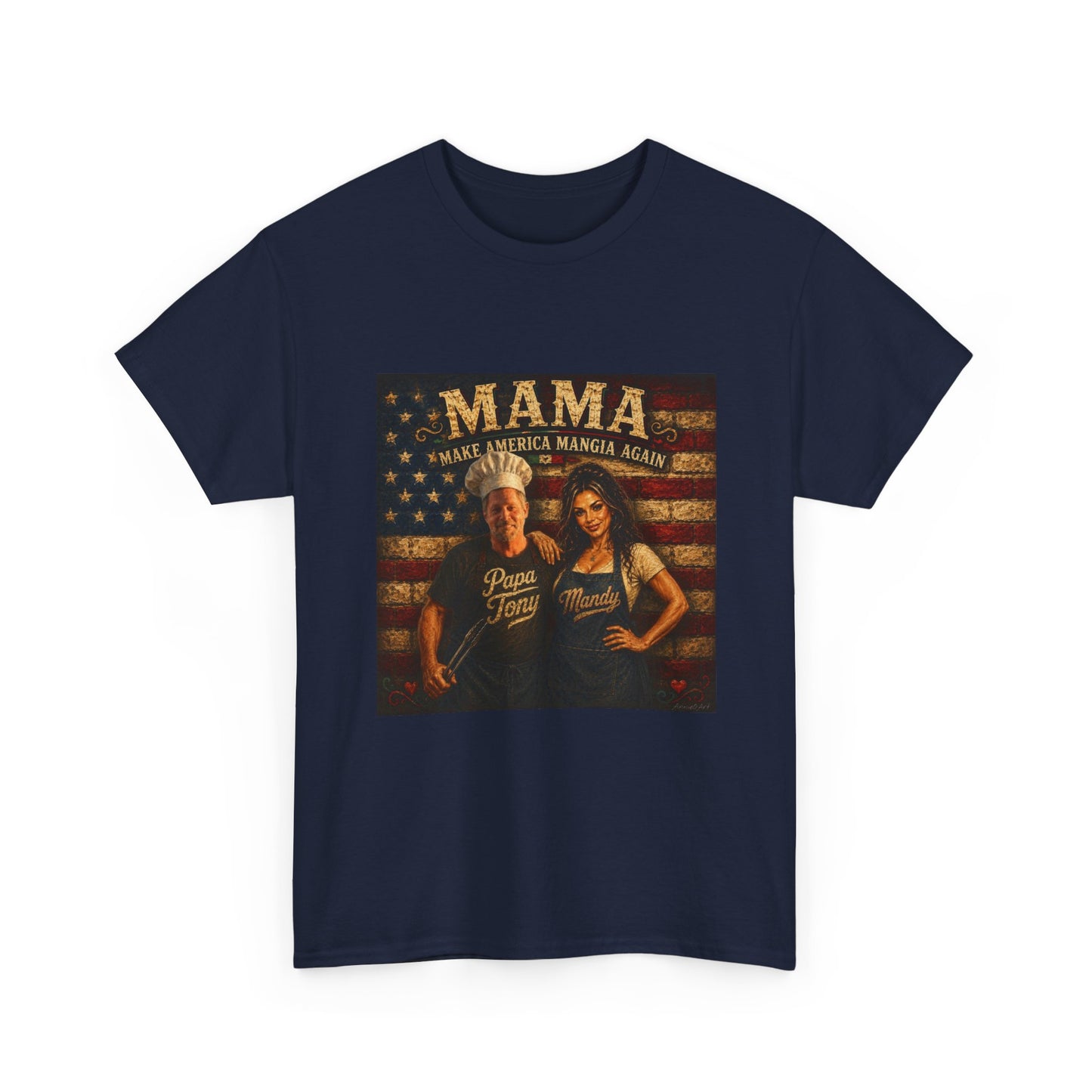 CUSTOM for MANDY—Mama Pizza Team T-Shirt — Retro American Flag Pizza Chef Graphic Tee