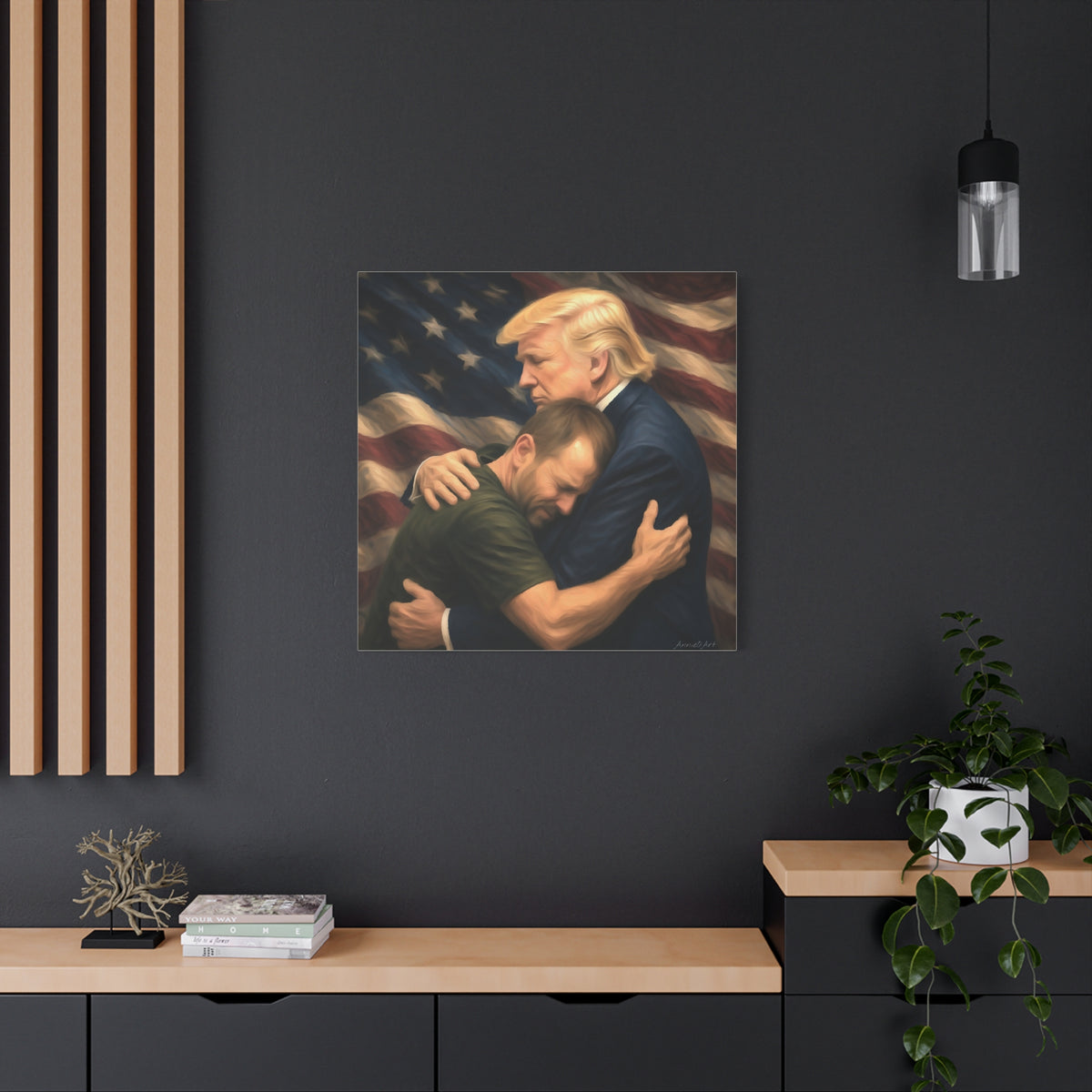 Trump Hug ‘THE LOVE GOES BOTH WAYS’ Canvas Print — Wall Art