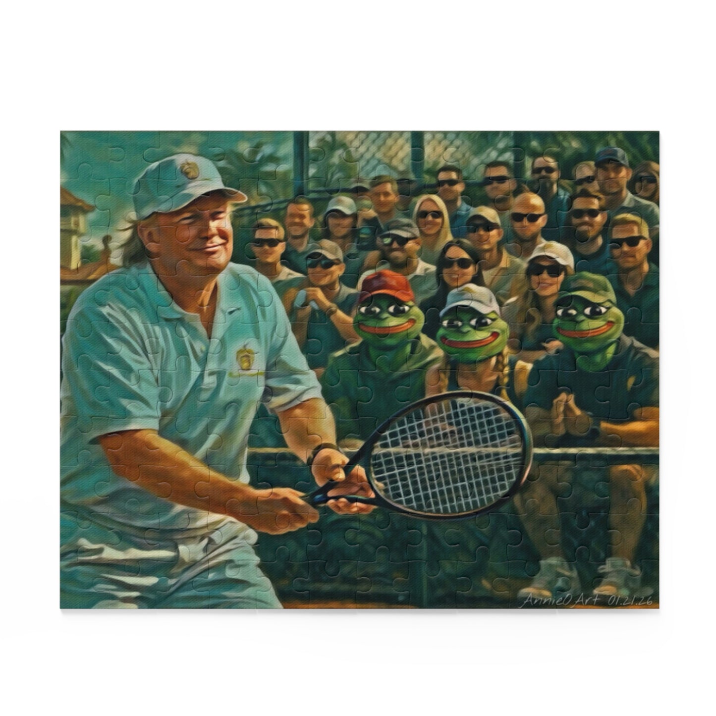 Trump Tennis Crowd Jigsaw Puzzle — Vintage Match Scene (120/252/500 pcs)