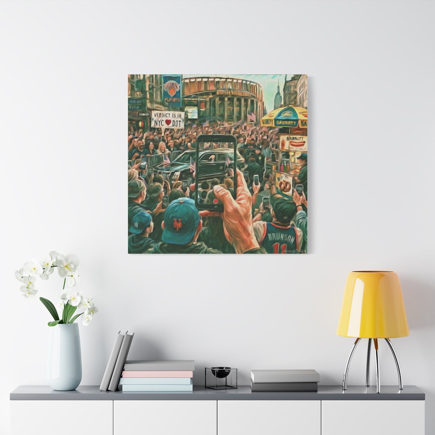 Trump Cheered At The Garden— Canvas Art - NYC Crowd Cheering with Phone Recording (Stretched 1.25")