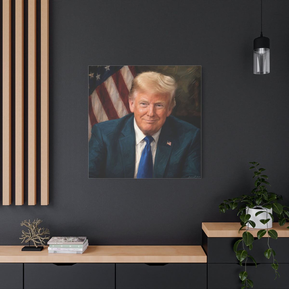 Trump Patriotic Portrait Matte Canvas (Stretched)