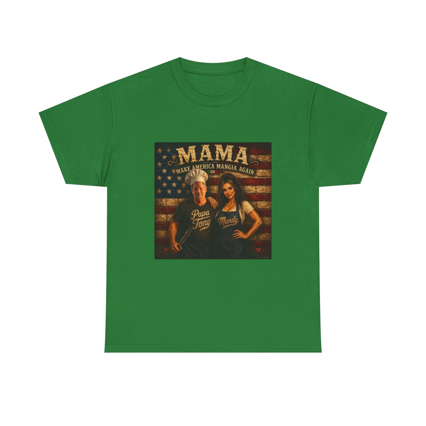 CUSTOM for MANDY—Mama Pizza Team T-Shirt — Retro American Flag Pizza Chef Graphic Tee