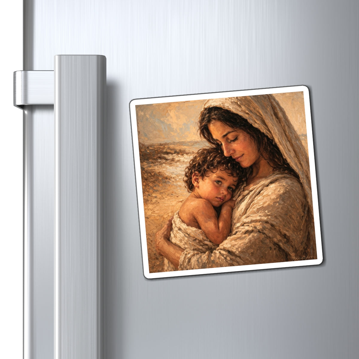 Madonna and Child Art Magnet — Inspirational Mother & Baby— Kid Level Refrigerator Decor
