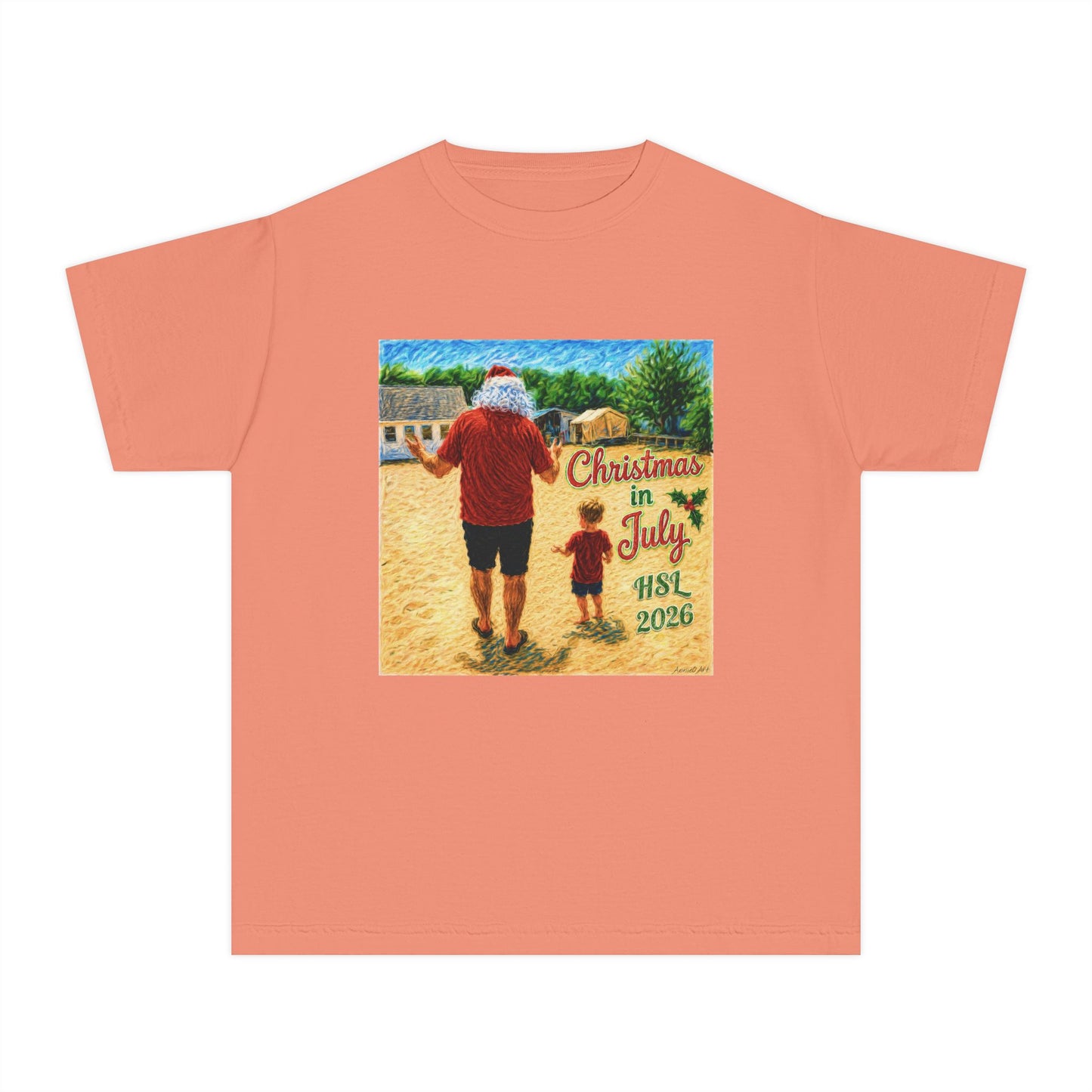 Dry-Blend Youth Tee — "Christmas in July" Beach Design 2026