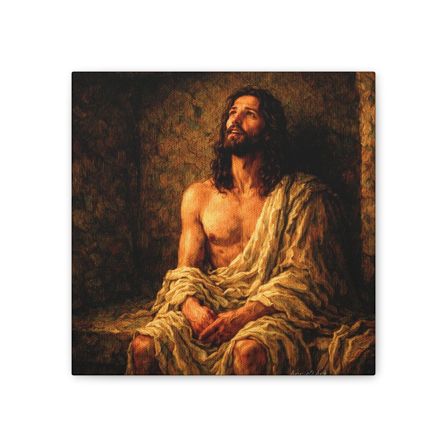 Jesus in Thanksgiving Prayer ‘Resurrection Day’ Canvas Stretched Wall Art — Religious Christian Home Decor