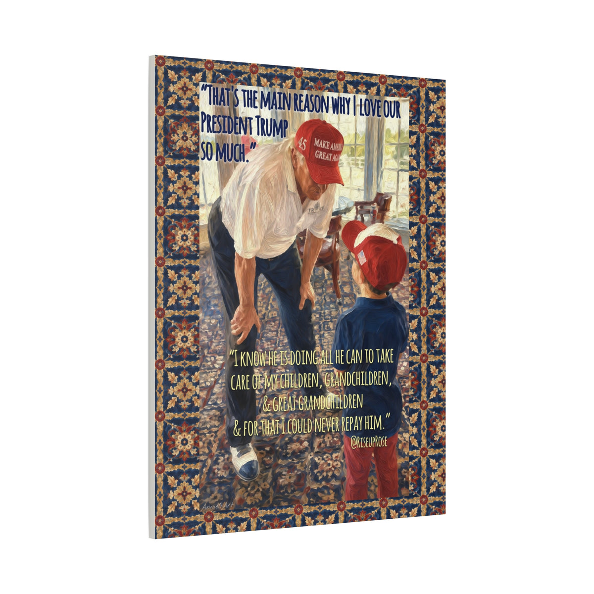 Patriotic Trump Quote Matte Canvas Print — 'I Love Our President Trump So Much' Wall Art
