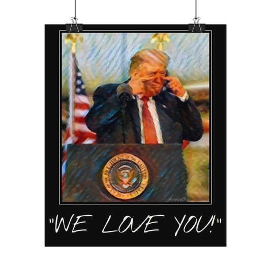 Patriotic Watercolor Matte Poster — Presidential Podium Artwork