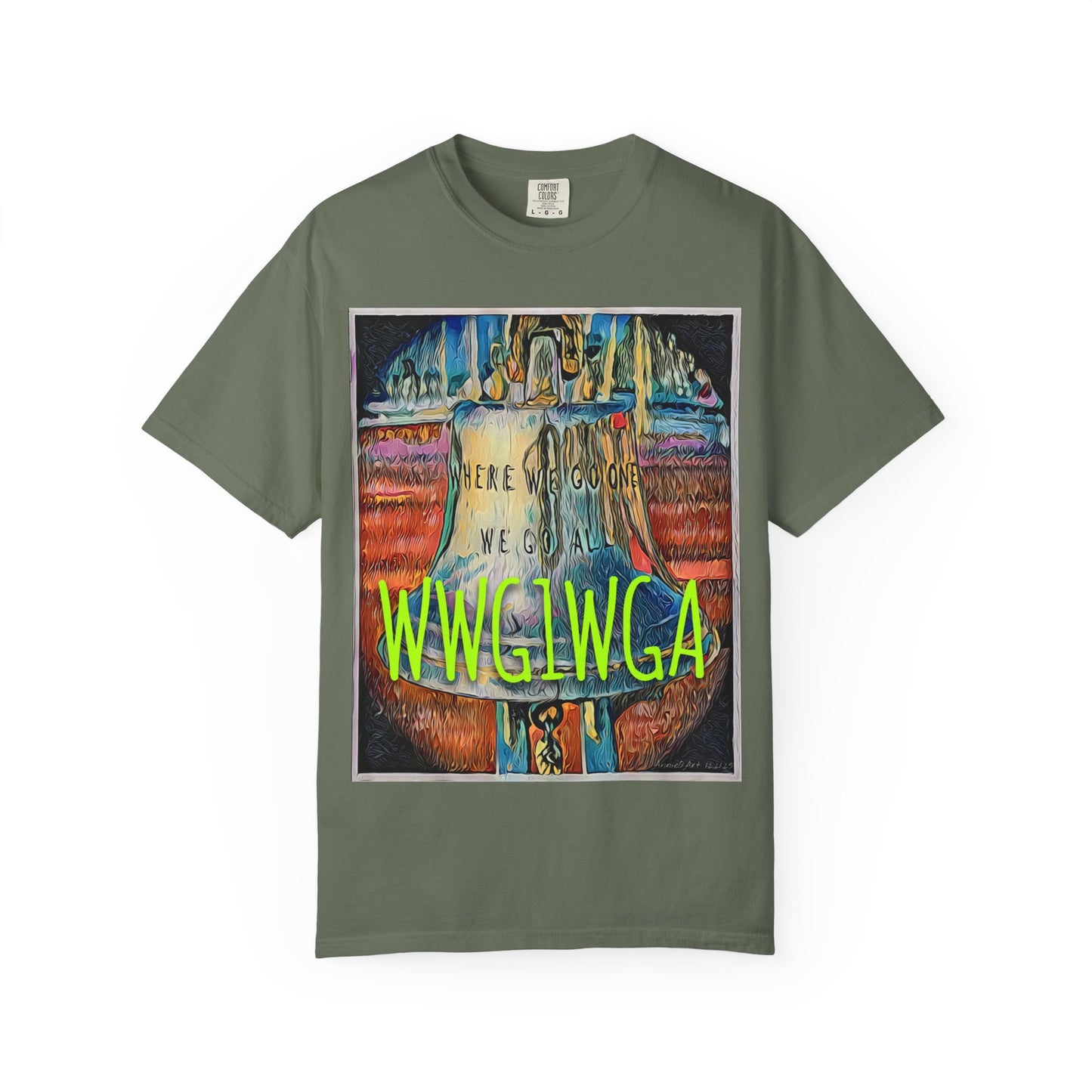T-Shirt — 'WWG1WGA' Graphic Tee with Bold Neon Slogan