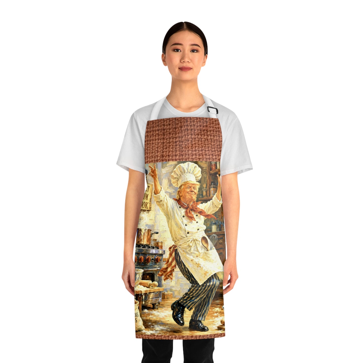 Trump Chef Dancing in Kitchen Apron — "Let Him Cook" Vintage Culinary Apron