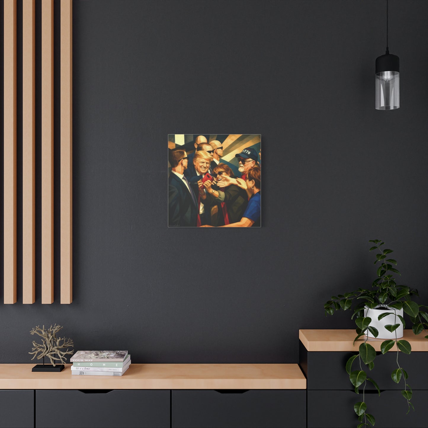 Trump Selfie with Supporters—Matte Canvas Art - Stretched 1.25"